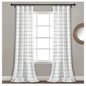 New: Ombre Stripe Yarn Dyed Cotton Window Curtain Panel Set 40”x95” Each Panel